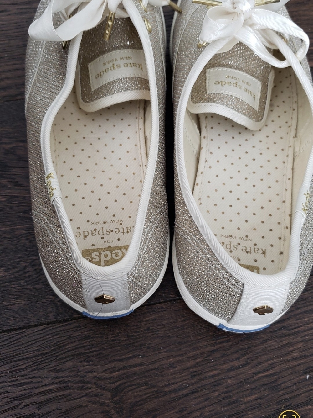 Keds Women's Metallic Gold Slip-On Sneakers with Ribbon Laces